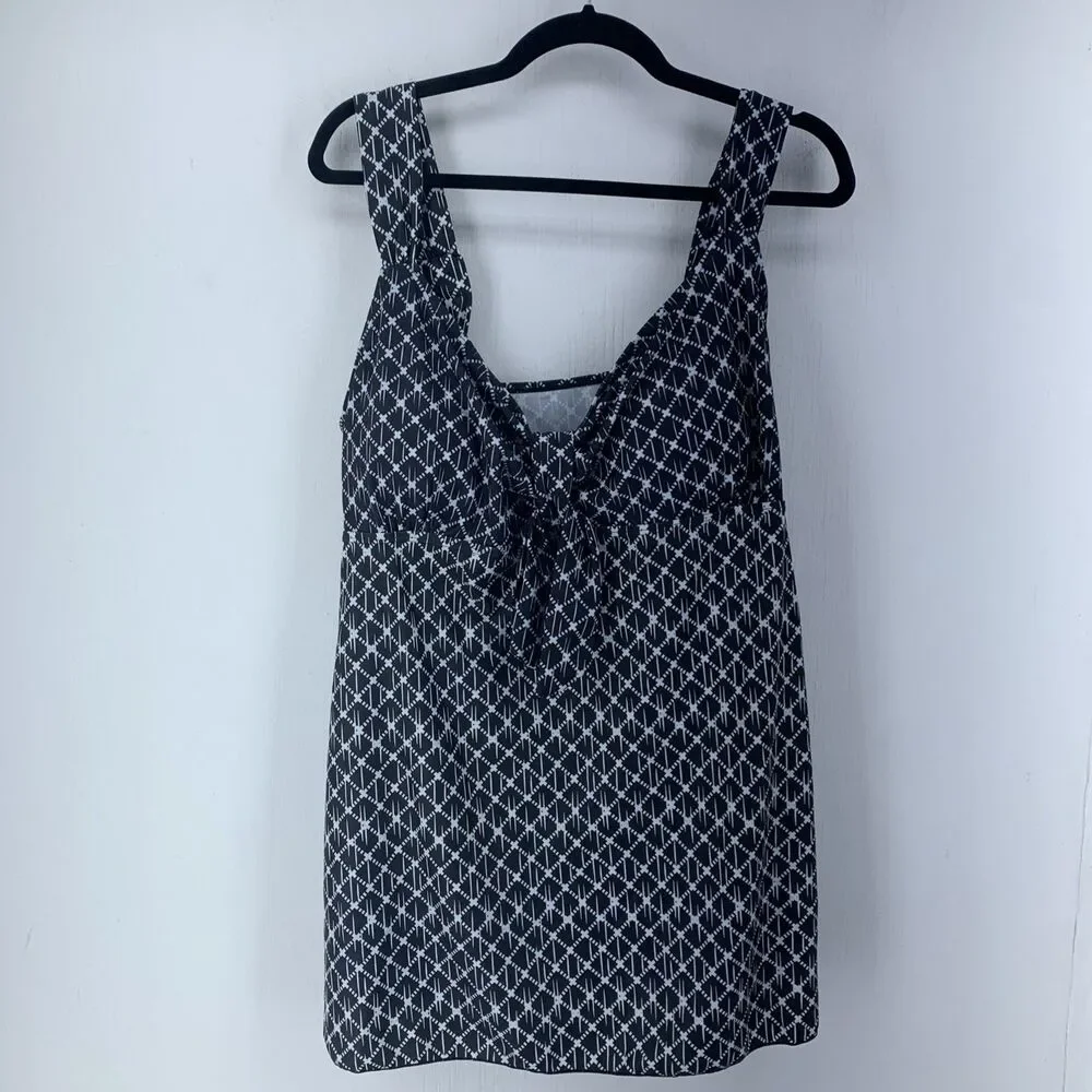 Danify‎ Womens 2X UK54 Swim Swimsuit Tankini Tank Stretch Comfort Black White